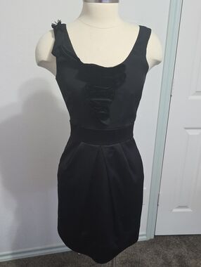 Max & Cleo Black Sleeveless Ruffle-Front Mini Dress